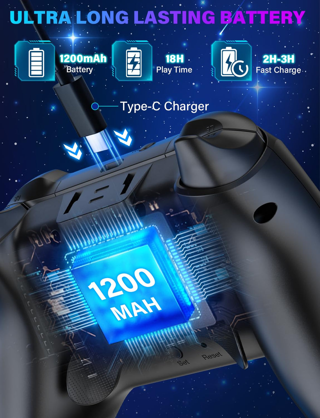 Wireless Switch Pro Controller with 1200mAh Rechargeable Battery S37527