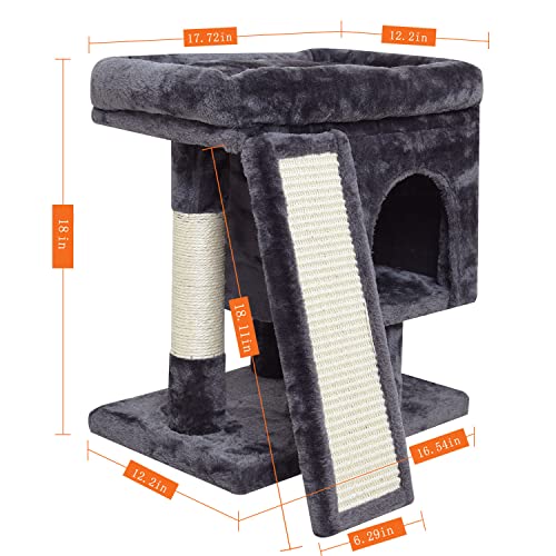 Beige Small Cat Tree with Scratching Post and Cave X868039