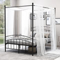 White Queen Size Metal Canopy Bed Frame with Headboard and Footboard X8696