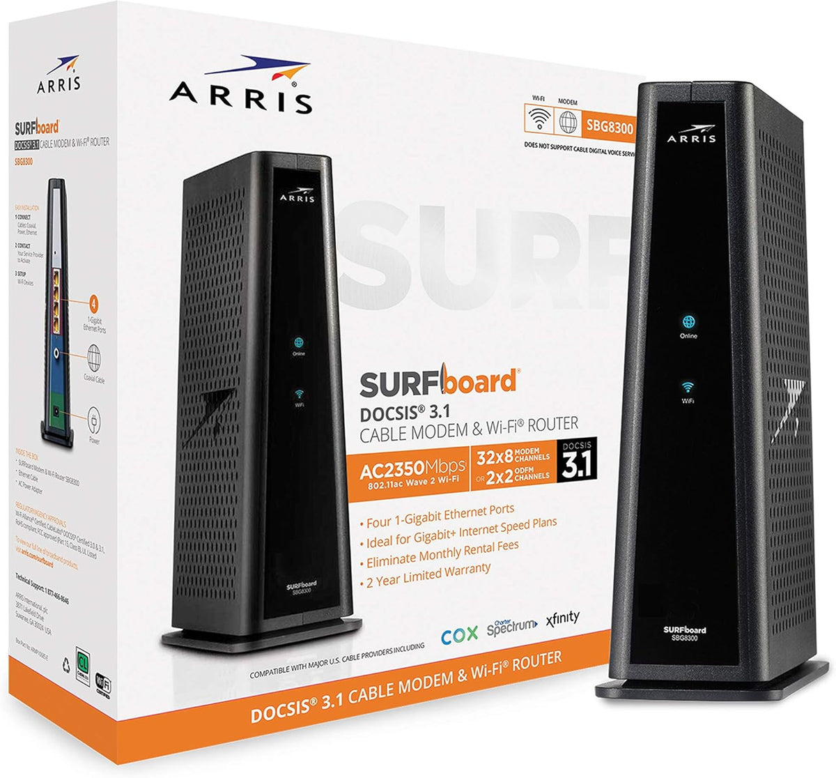 DOCSIS 3.1 Gigabit Cable Modem & AX3000 Wi-Fi 6 Router X6493