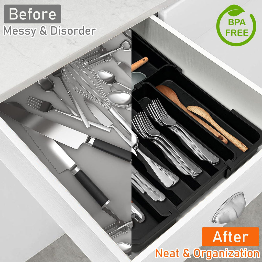 7-Section Expandable Drawer Divider, Black U867