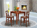 3 Piece Counter Height Set with Square Kitchen Table and 2 Linen Fabric Dining Chairs J6292