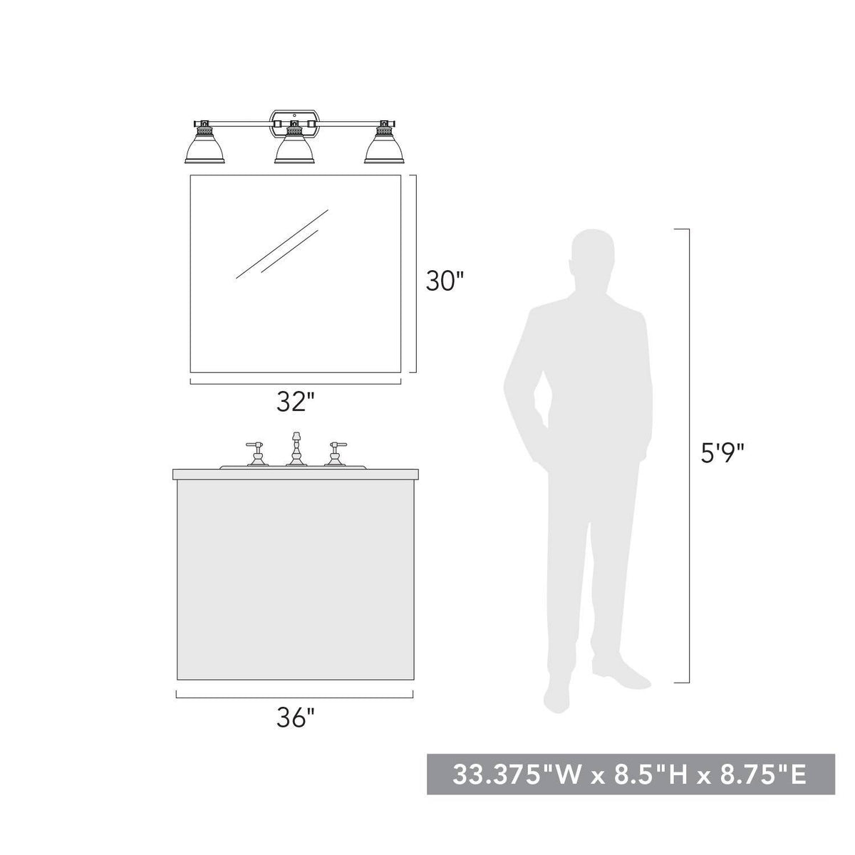 3 Light Bath Vanity X560966