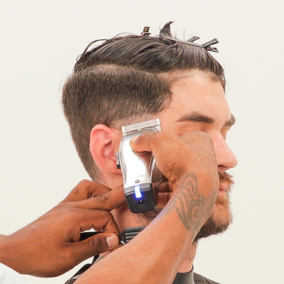 Silver Corded/Cordless Hair Trimmer with Adjustable Carbon Steel Blade L8262