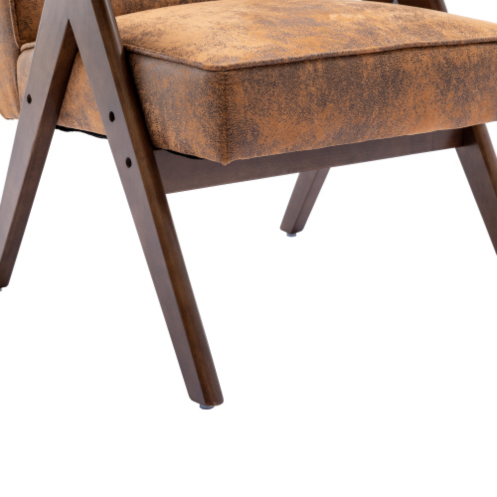 Mid-Century Modern Accent Chair with Solid Wood Armrest and Feet U780