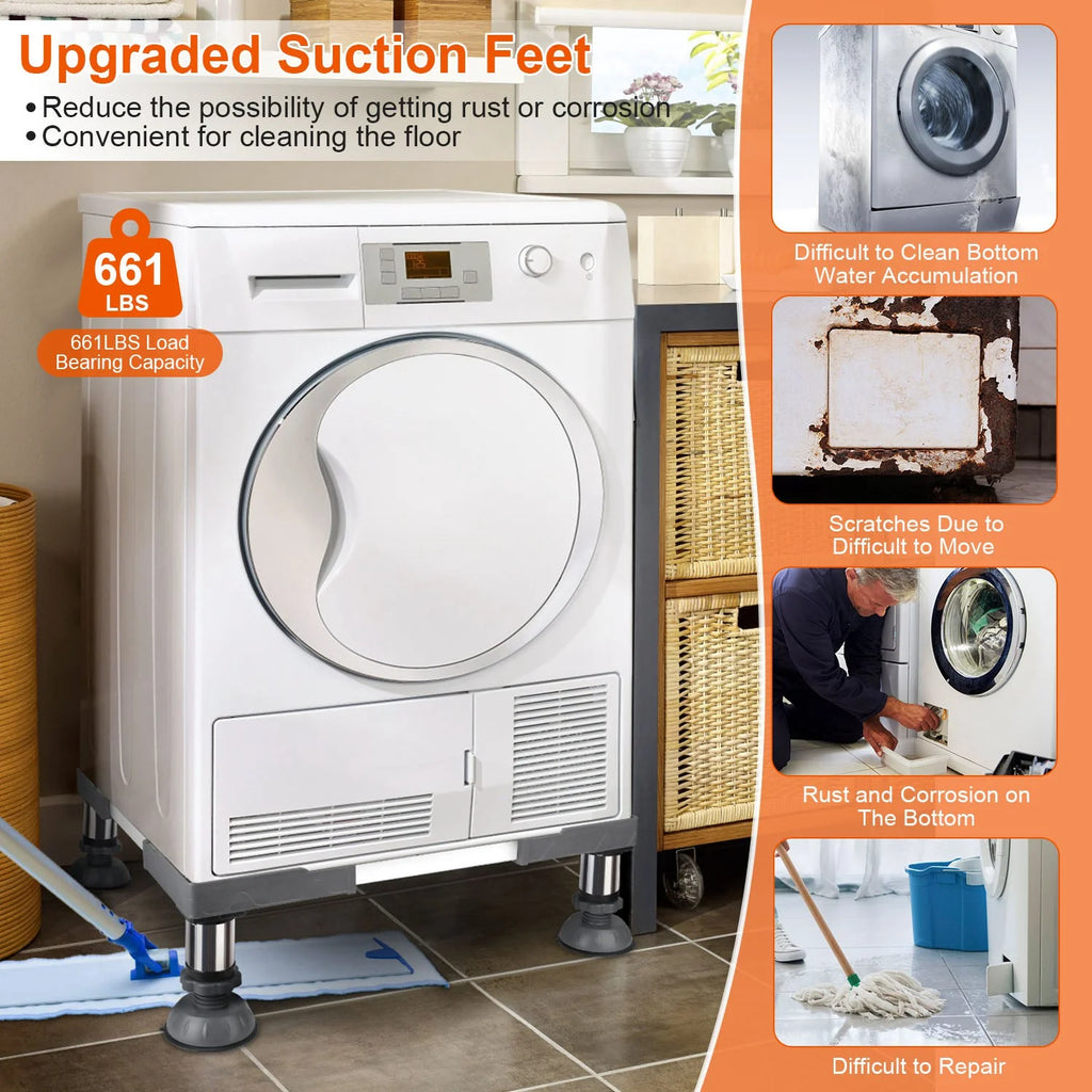 Adjustable Refrigerator Stand with 4 Suction Feet Black Z906
