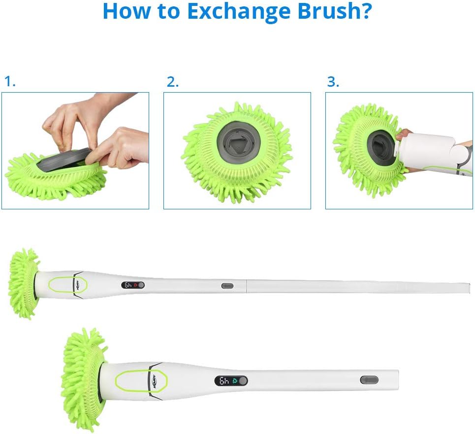 Electric Spin Scrubber with LED Display, Cordless Shower Cleaner with Storage Rack Y3165