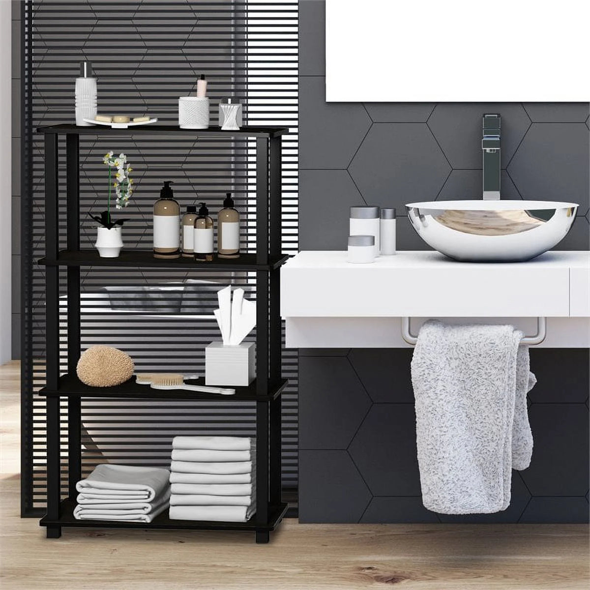 4-Shelf Decorative Shelves, Black T52370