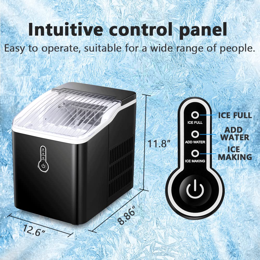 Black 26Lbs/24Hrs Portable Bullet Ice Maker with Ice Scoop/Basket L589895