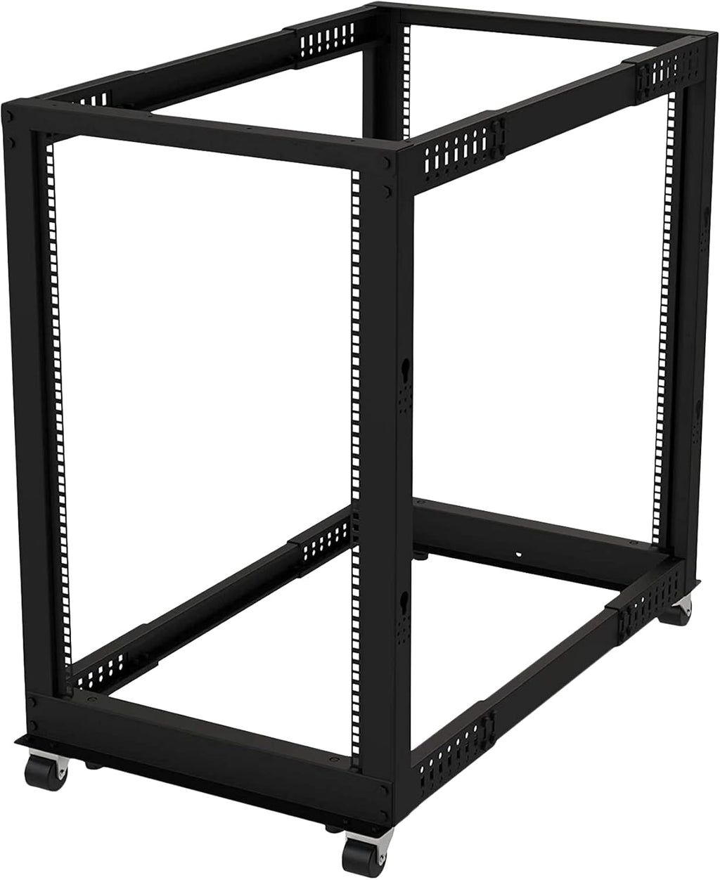 19" Open Frame Server Rack 4 Post Adjustable Depth Mobile Rolling Network Rack D17736