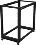 19" Open Frame Server Rack 4 Post Adjustable Depth Mobile Rolling Network Rack D17736