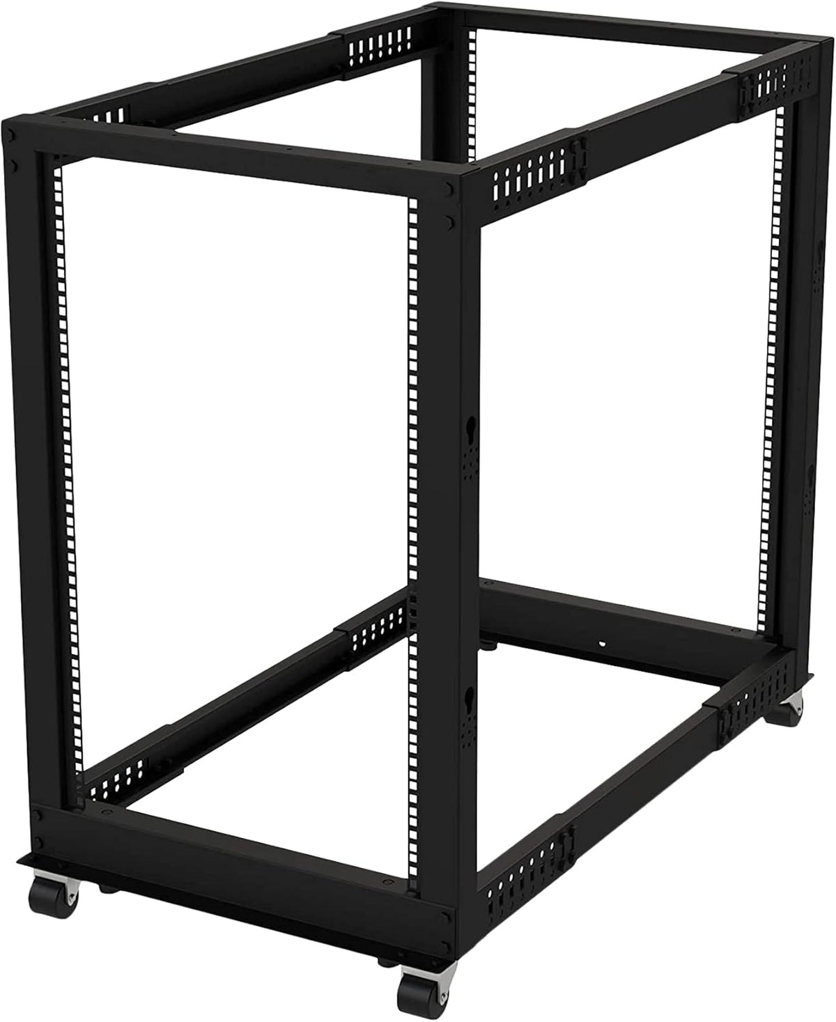 19" Open Frame Server Rack 4 Post Adjustable Depth Mobile Rolling Network Rack D17736