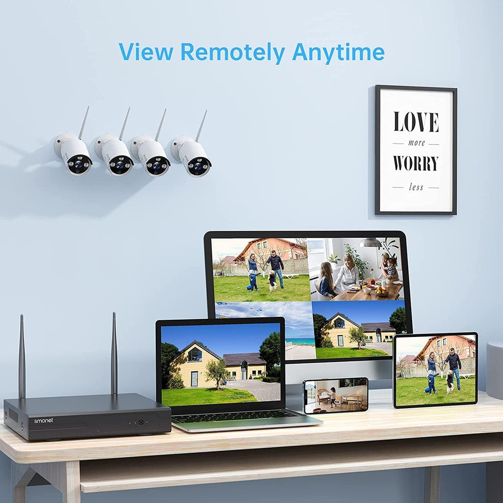 4pcs 3MP Wireless Security Camera System with Audio, Night Vision P956
