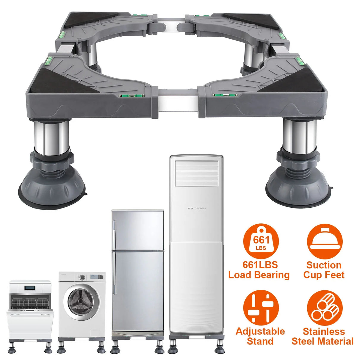 Adjustable Refrigerator Stand with 4 Suction Feet Black Z906