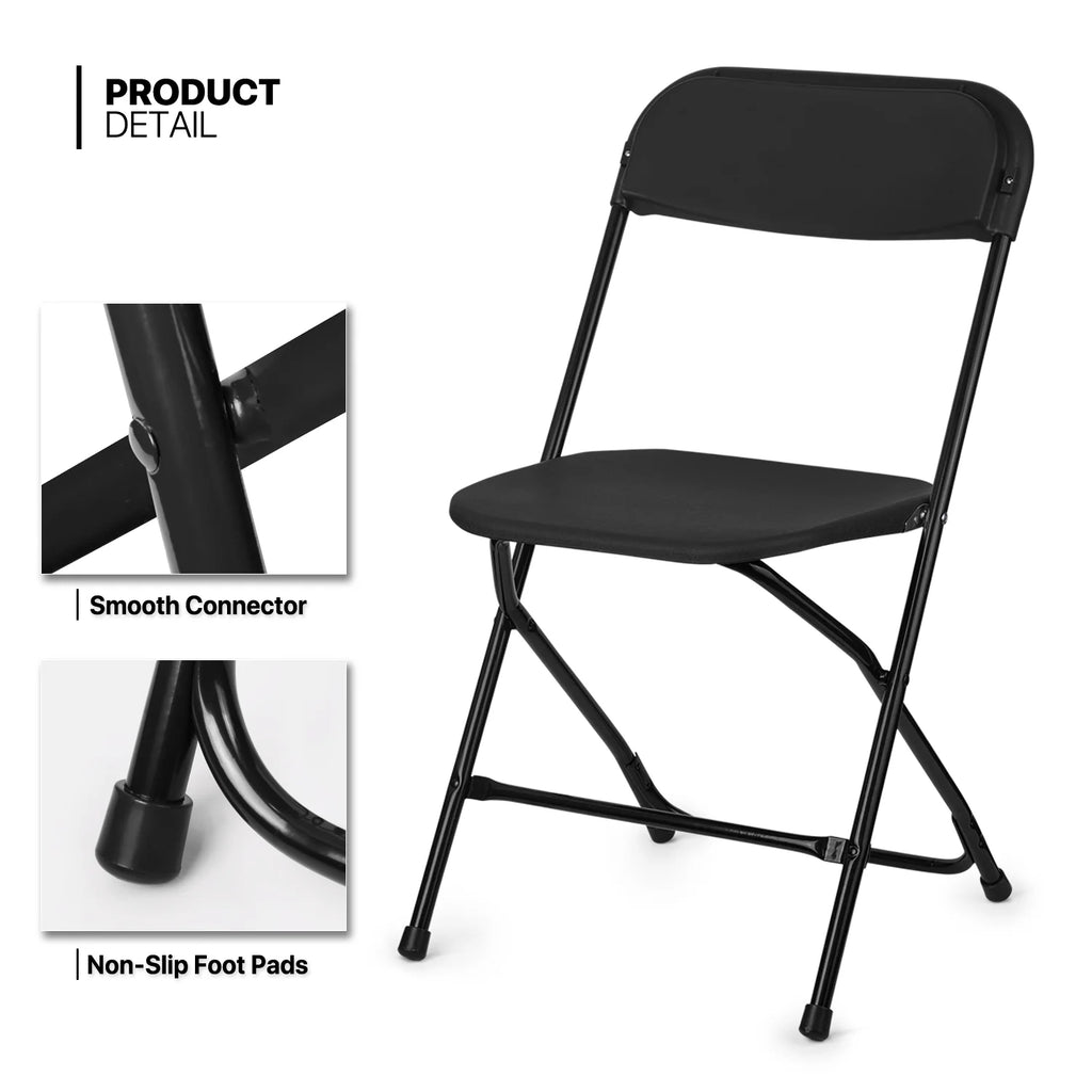 10 Pack Black Plastic Folding Chairs J12240