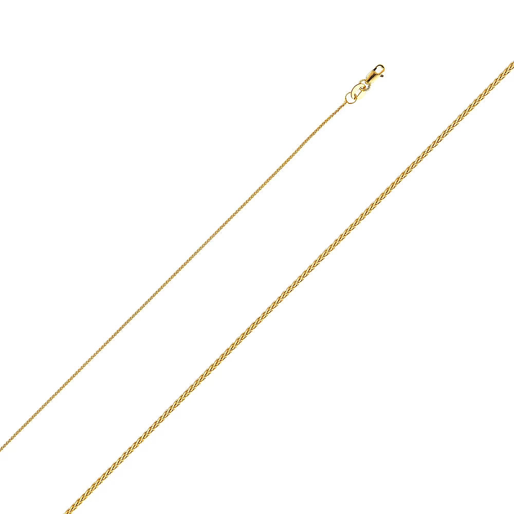 14k Yellow Gold Round Wheat Pendant Chain Necklace (18 inch) J477