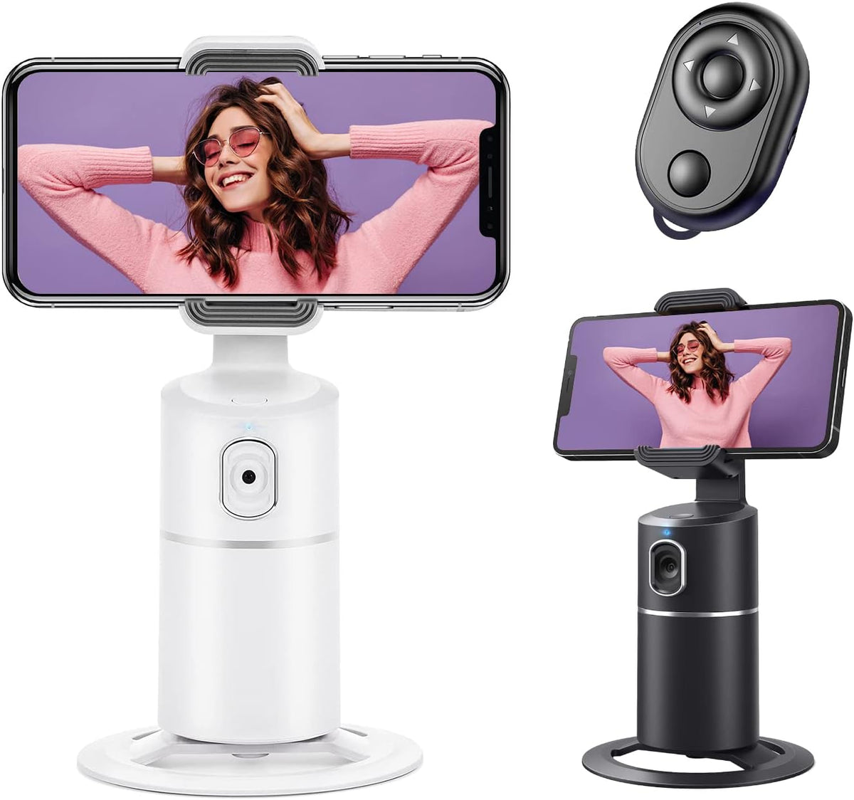 Black White Face Tracking Phone Holder Tripod Q1036