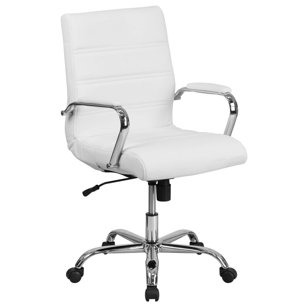 White and Silver Mid-Back Executive Swivel Office Chair Q64818