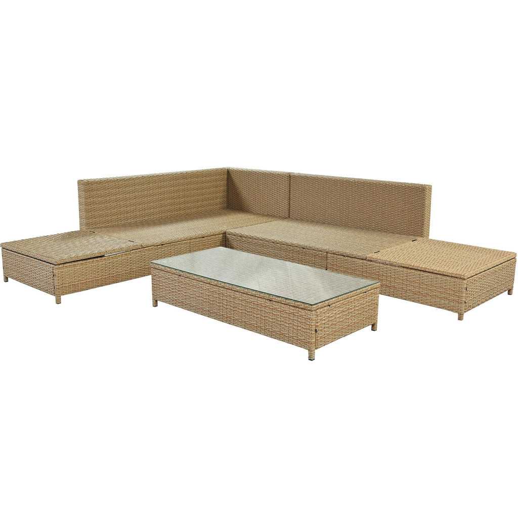 6 Seat PE Rattan Sectional Sofa Set with Adjustable Chaise M501