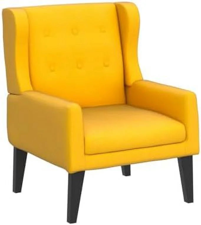 Yellow Upholstered Fabric Wingback Accent Chair S8222