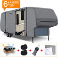 6 Layers 5th Wheel RV Cover with 2Pcs Extra Straps & Gutter Spout Covers T2596