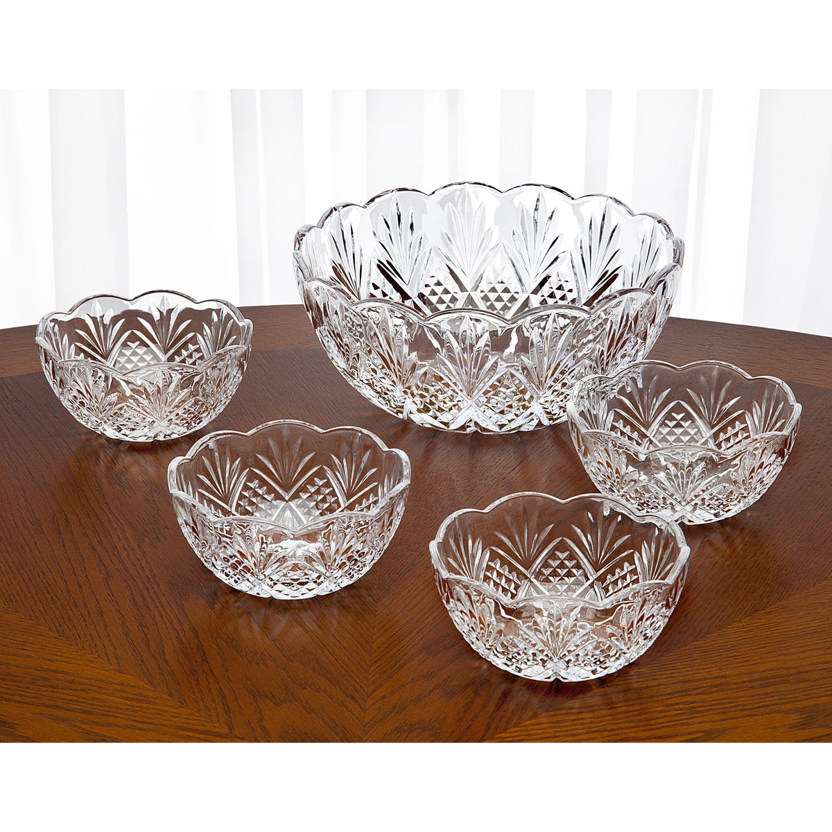 Crystal Scalloped 5 Piece Serving Bowl Set L9313
