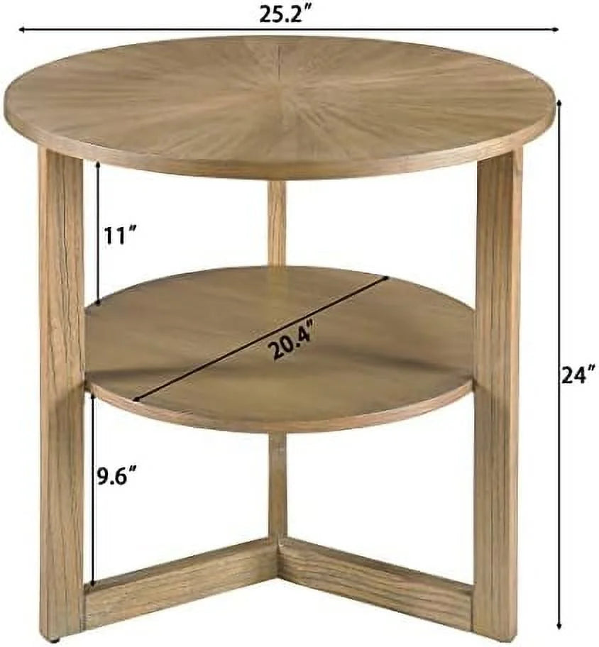 Round 2-Tier Solid Wood Coffee Table O828531