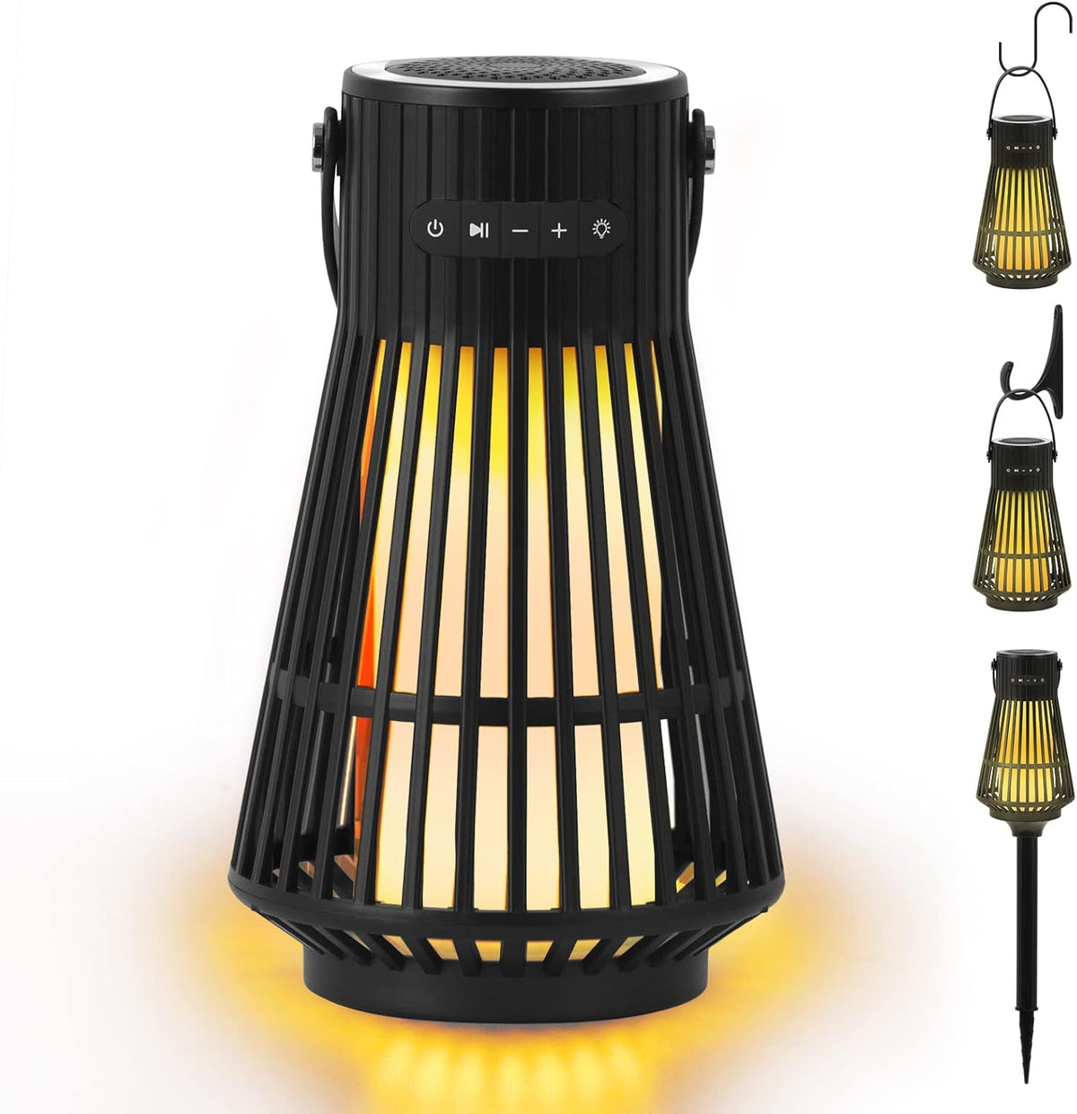 Outdoor Bluetooth Speaker with LED Flickering Flame Effect, Portable Waterproof Wireless Speaker with Wall Mounted Hook M14524