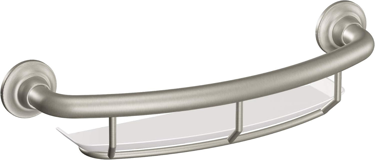 Chrome Curved Bath Safety Grab Bar with Built-in Shelf P363826