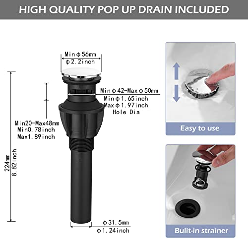 Waterfall Chrome Single Hole Bathroom Faucet with Pop up Drain I9684