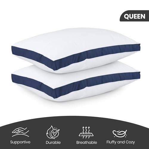 King Size White Set of 2 Gusseted Bed Pillows W647