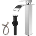 Waterfall Chrome Single Hole Bathroom Faucet with Pop up Drain I9684