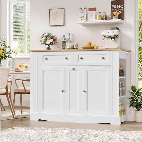 White Kitchen Island with Storage N56494