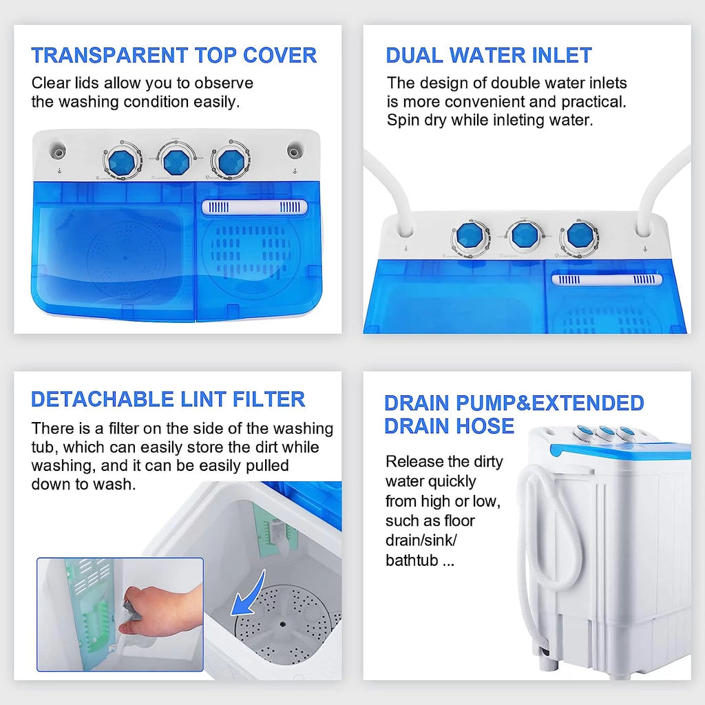 Portable 17.6lbs Twin Tub Washing Machine T37559