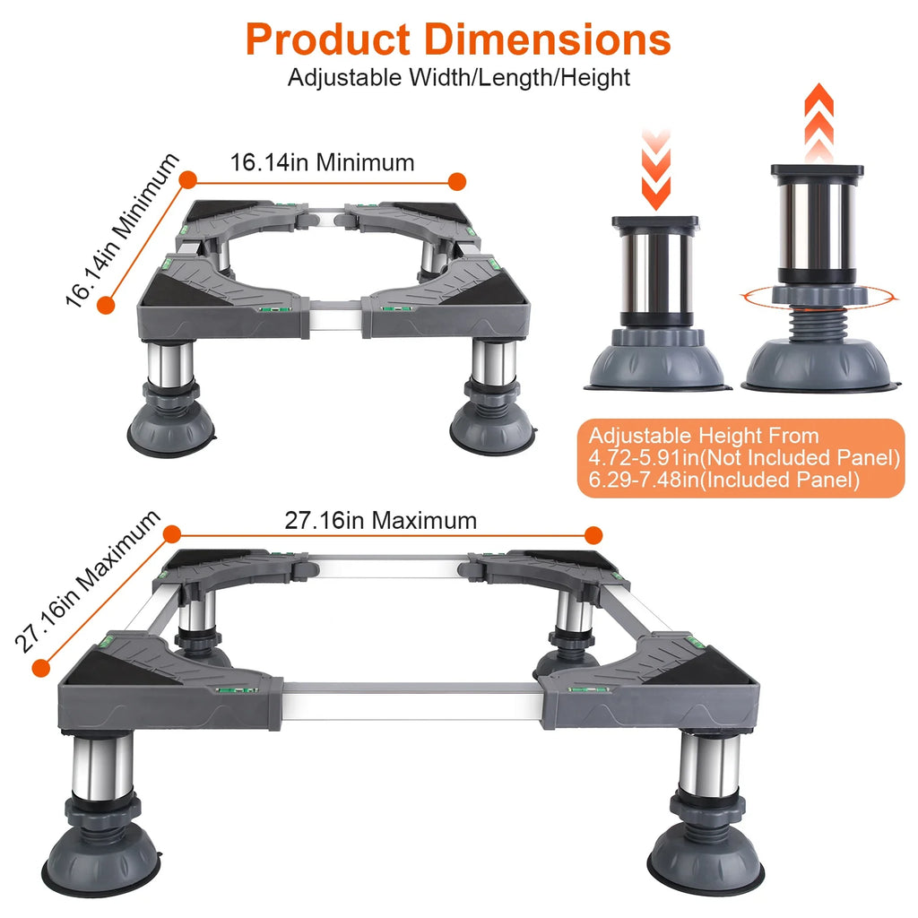 Adjustable Refrigerator Stand with 4 Suction Feet Black Z906