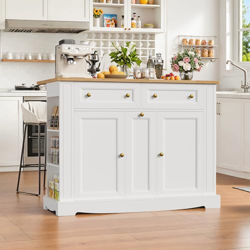 White Kitchen Island with Storage N56494