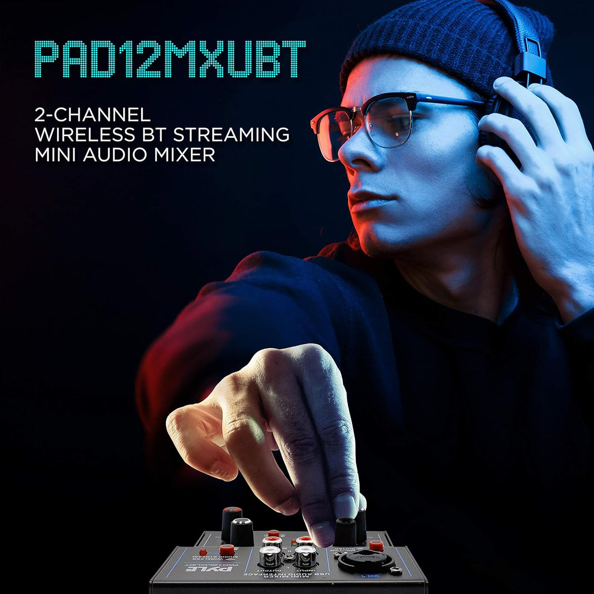 2-Channel Bluetooth DJ Controller Sound Mixer with USB Audio Interface R900634