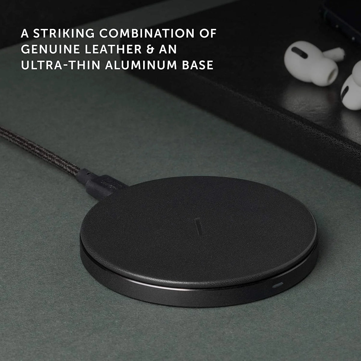 Black Leather Wireless Charger S86764