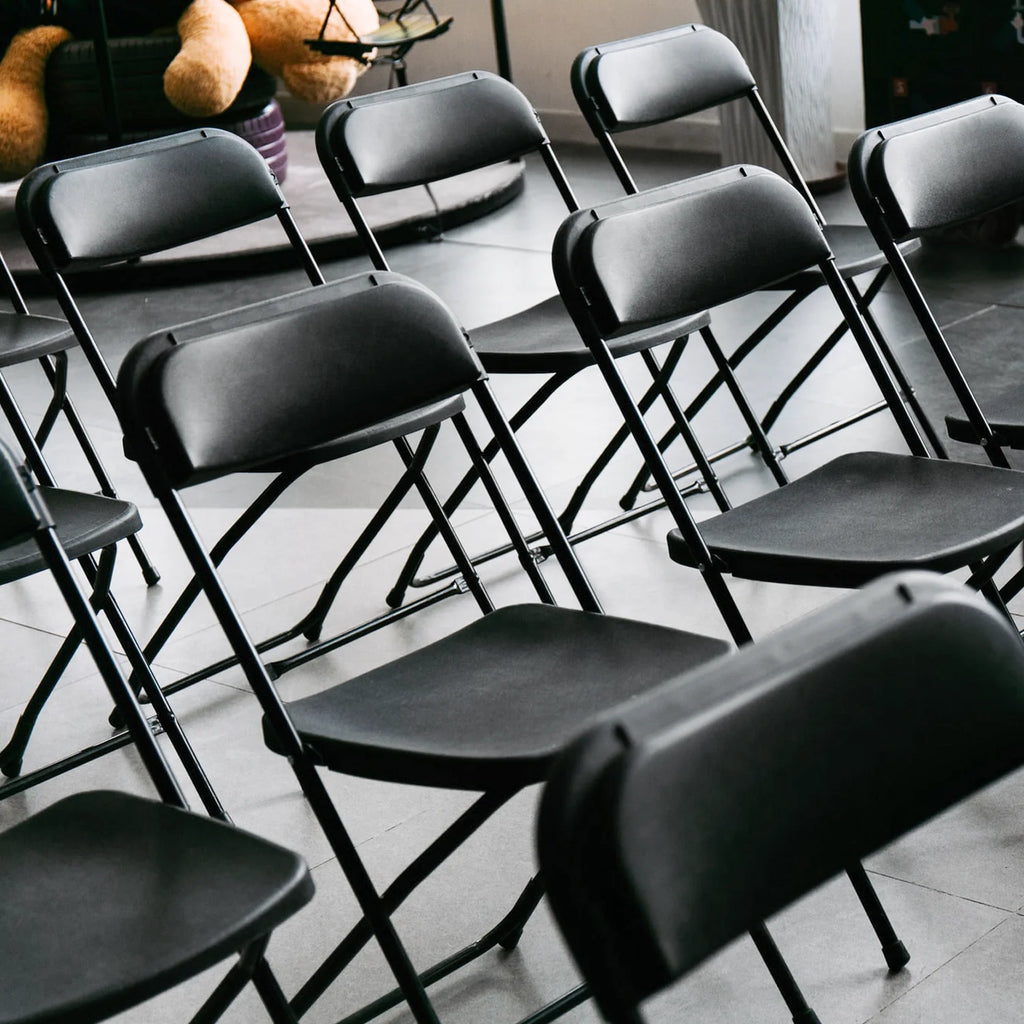 10 Pack Black Plastic Folding Chairs J12240