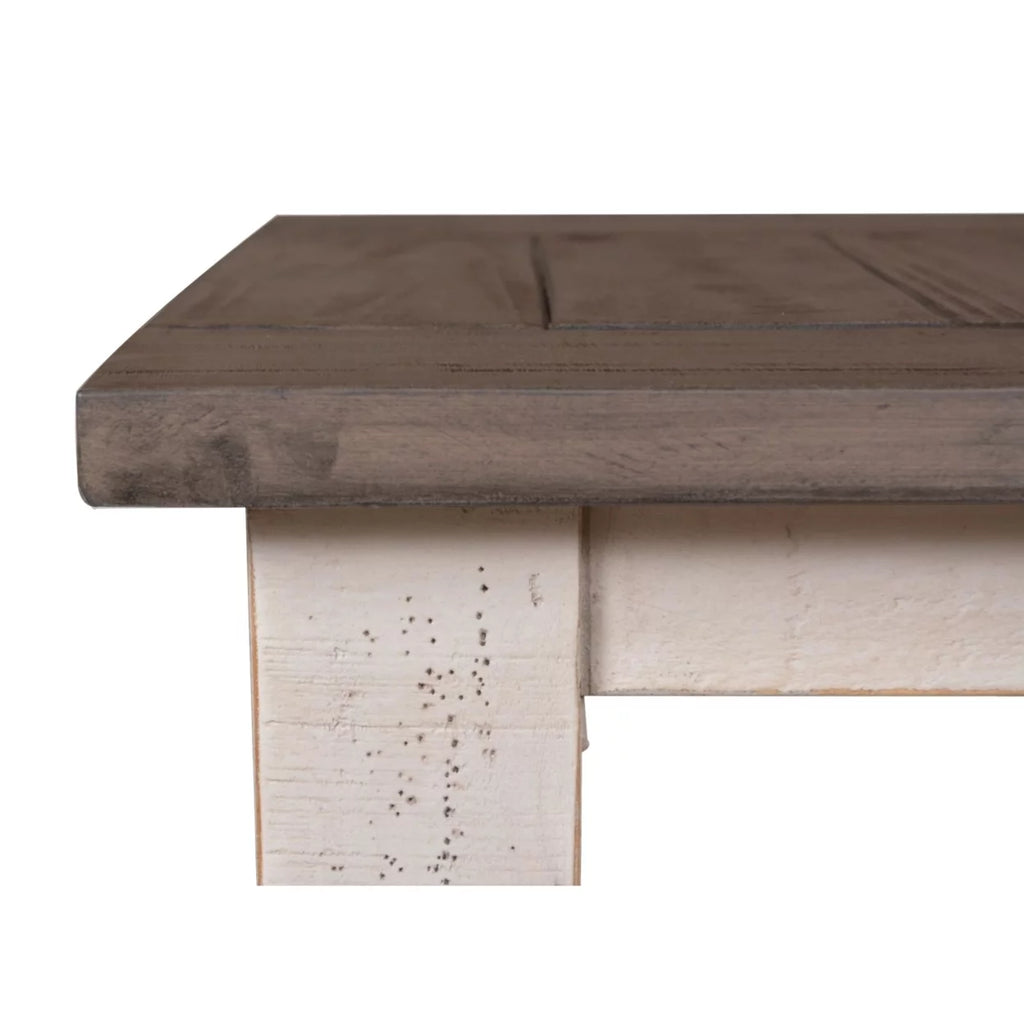 Cottage White and Brown Rectangular Wood End Table I8275