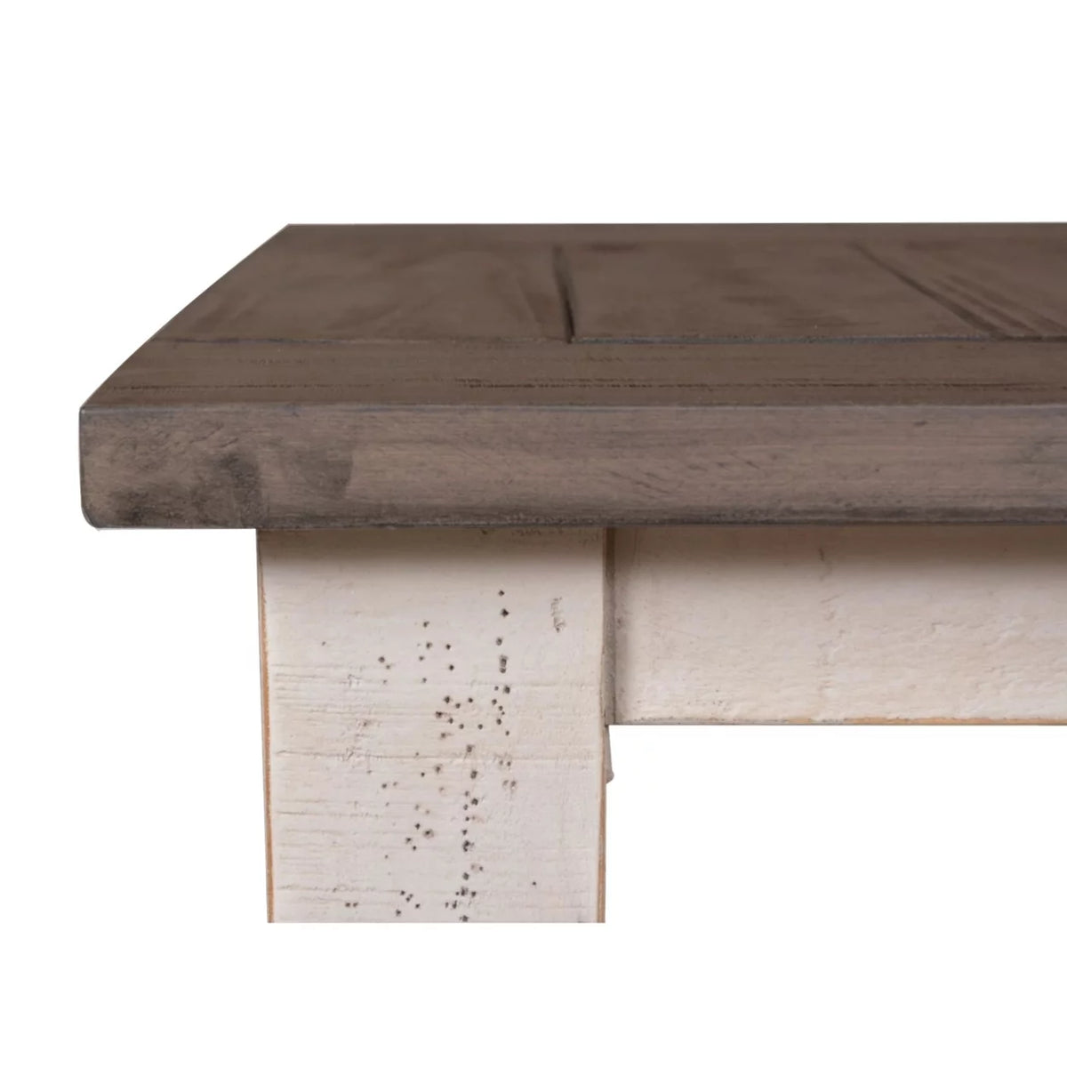 Cottage White and Brown Rectangular Wood End Table I8275