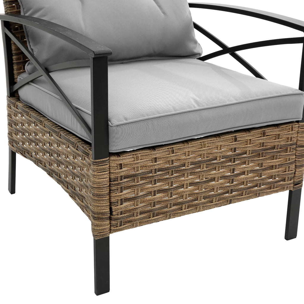 4 Piece Grey Wicker Sofa Set with Cushions X6616