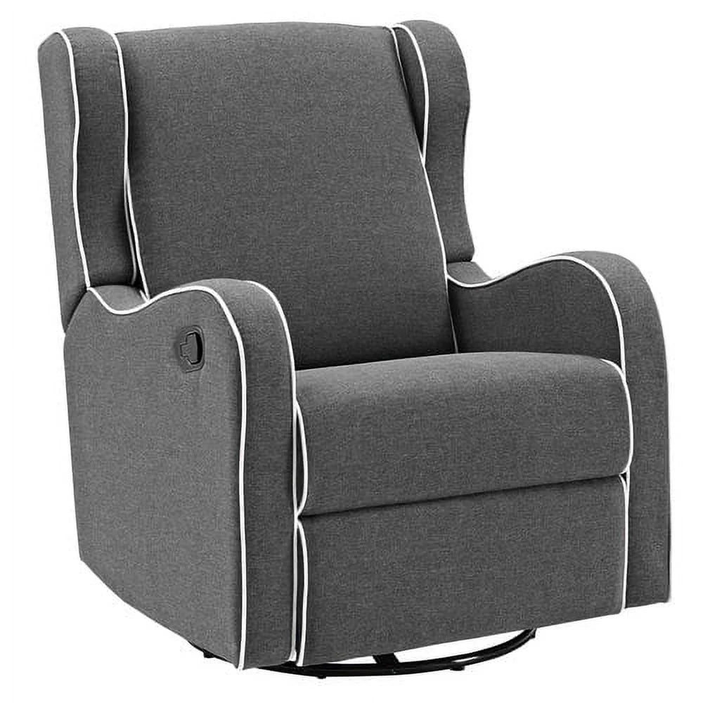Gray Fabric Upholstered Swivel Gliding Recliner Q9918
