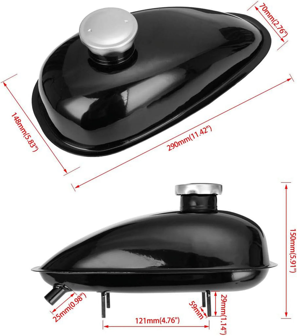 2L Metal Fuel Gas Tank with Cap for Motorized Bicycle Engine U793