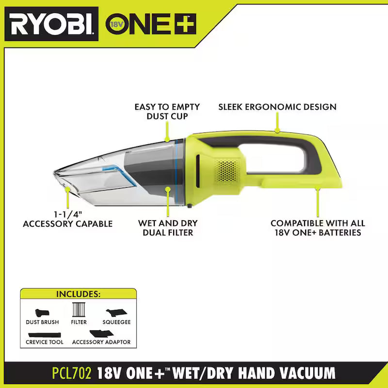18V Cordless Wet/Dry Hand Vacuum A87059
