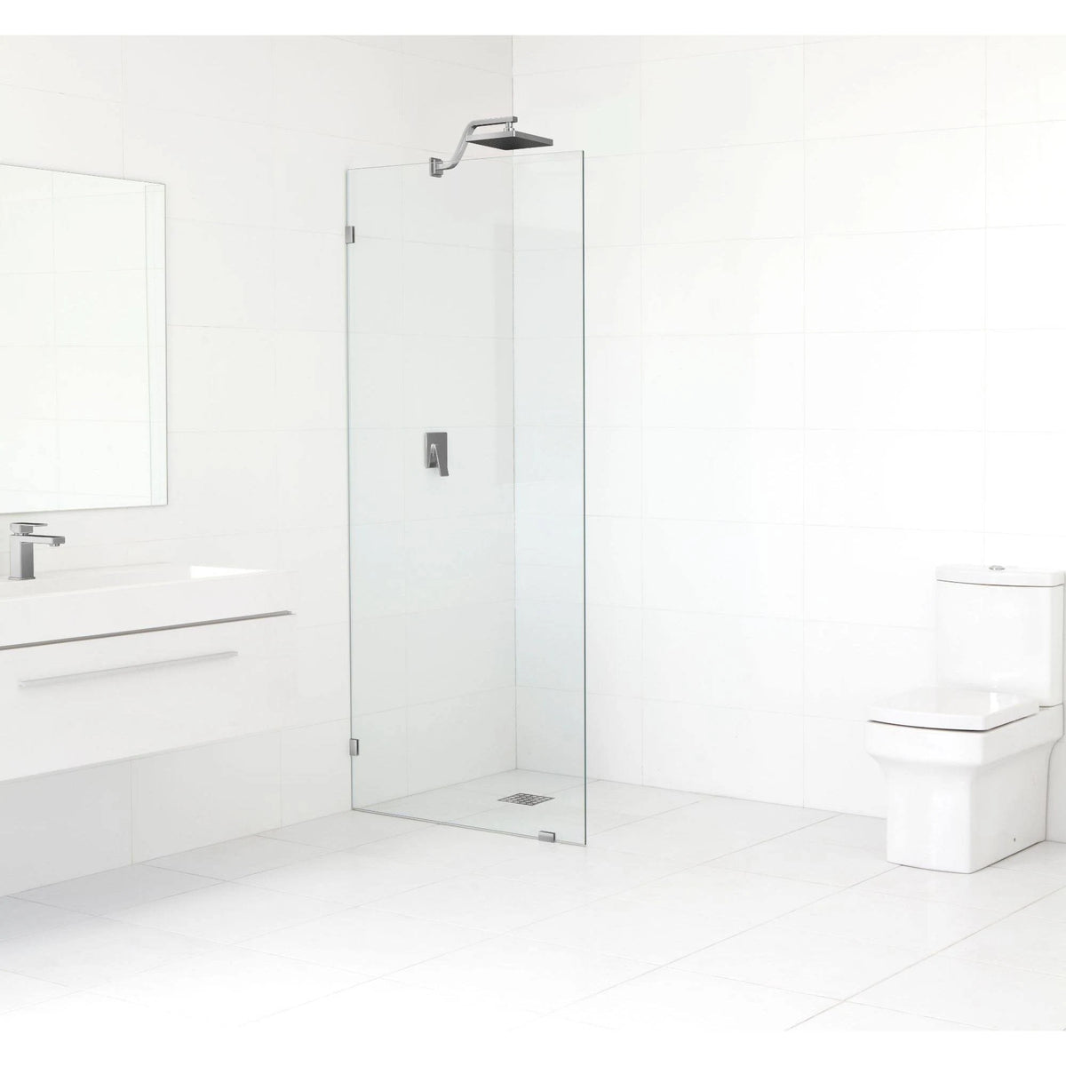 Frameless Shower Door Single Fixed Panel Brushed Nickel V821503