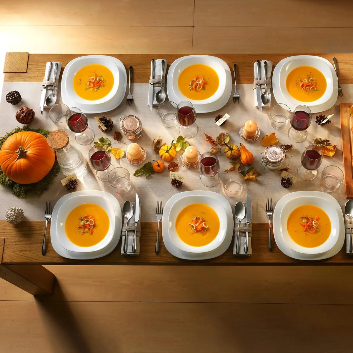 Set of 6 Tempered Opal Glass Dinner Plates Q8442
