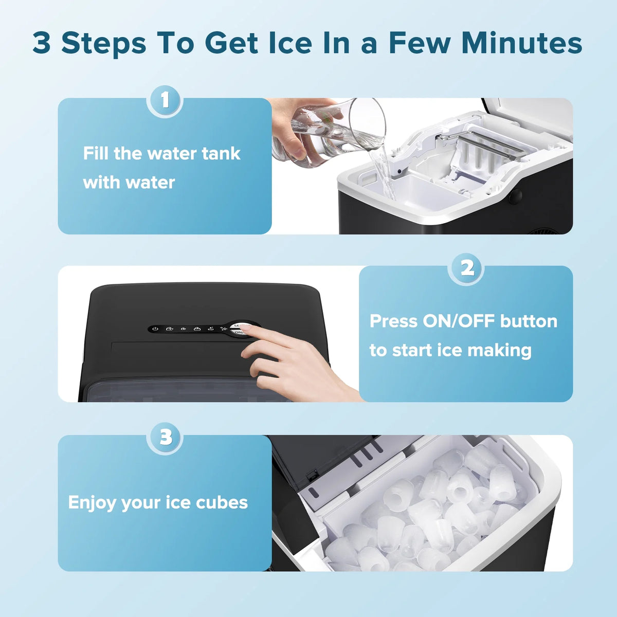Portable Countertop Ice Maker with Ice Scoop and Basket B5764
