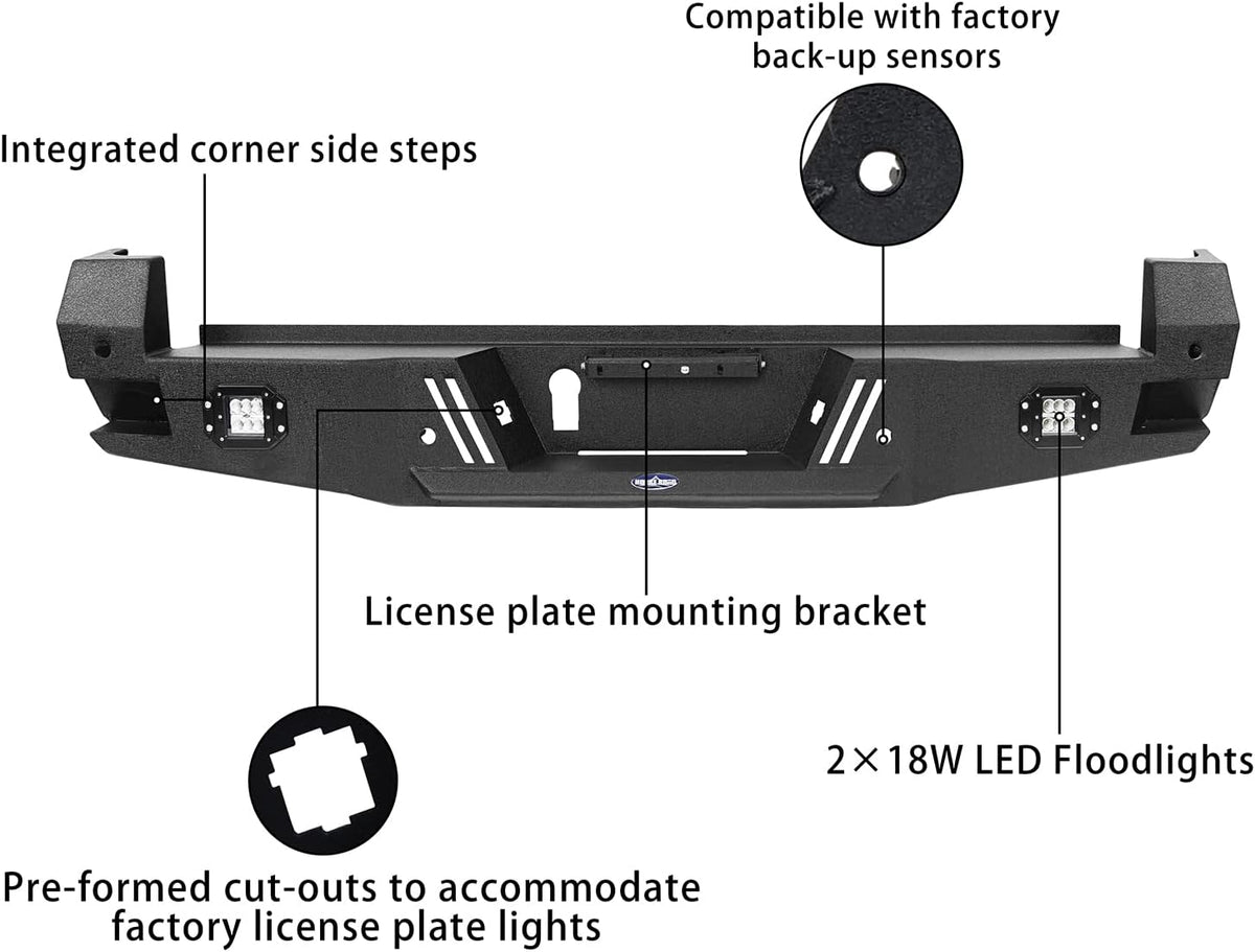 Tacoma Rear Step Bumper with 2 ×18W LED Floodlights O35936