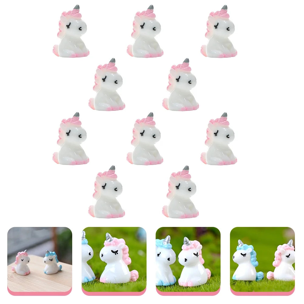 10pcs Miniature Unicorn Figurine Ornaments K4232